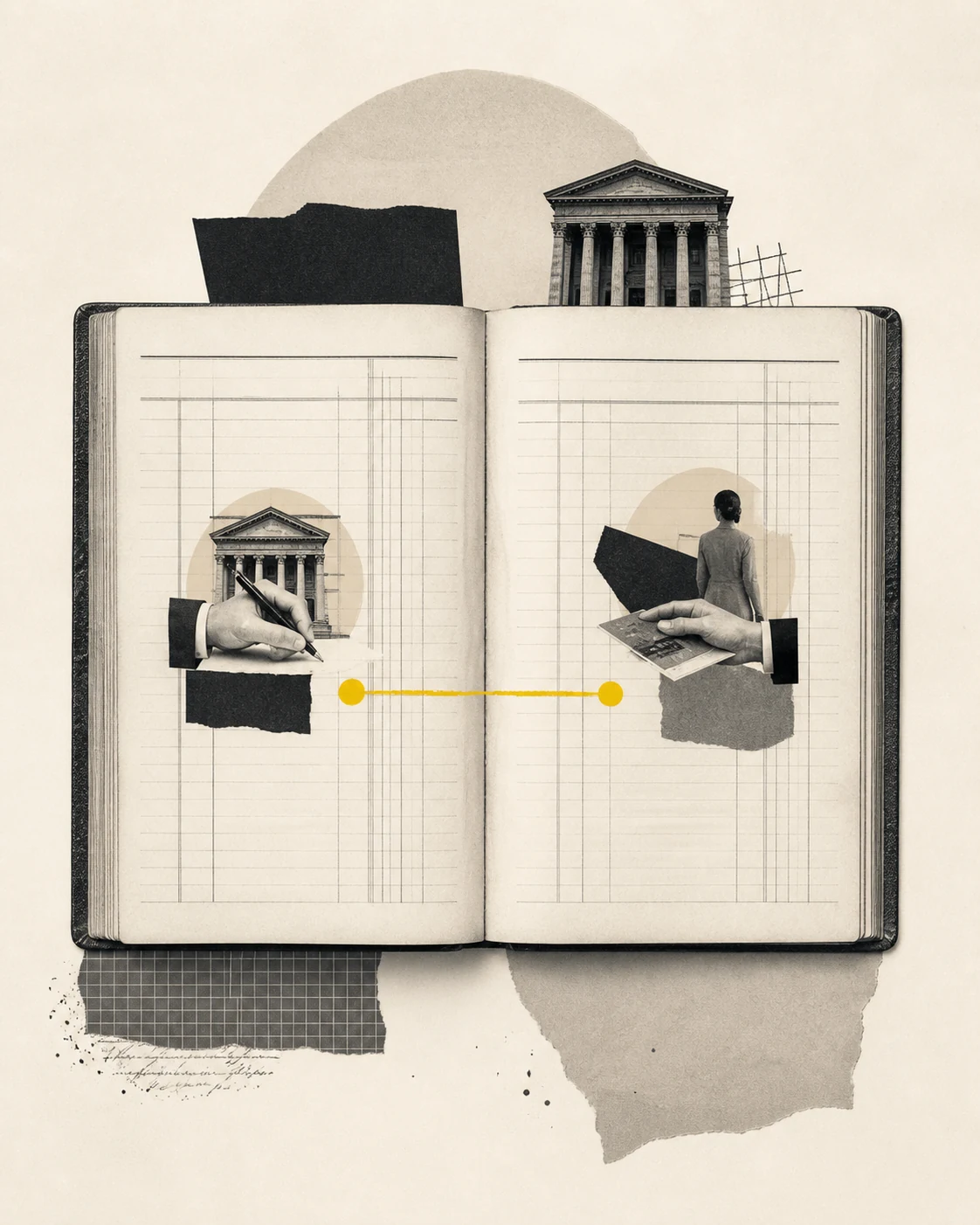 Libro contable bancario que muestra cómo un préstamo y un depósito aparecen al mismo tiempo.
